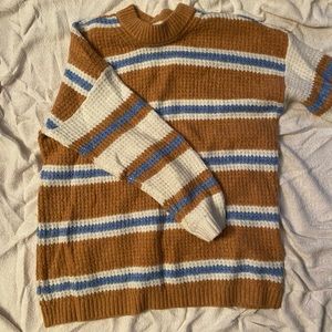 american eagle mock neck striped knit sweater
